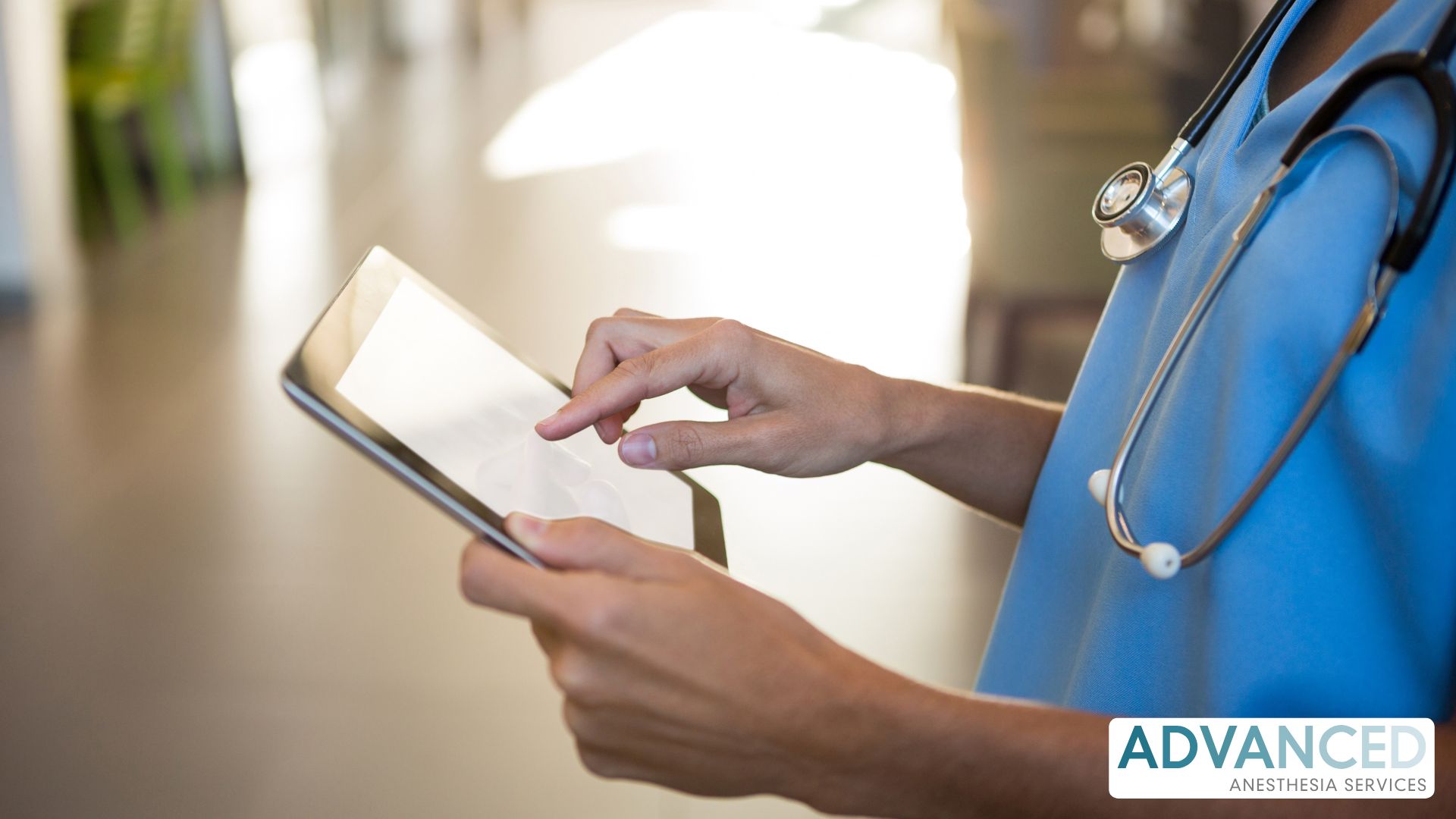 nurse using tablet